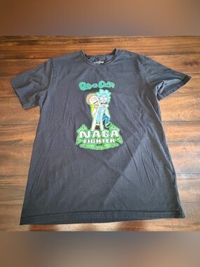 Rick and Morty Grip & Chokey NAGA Fighter Graphic T-Shirt Size Large Black